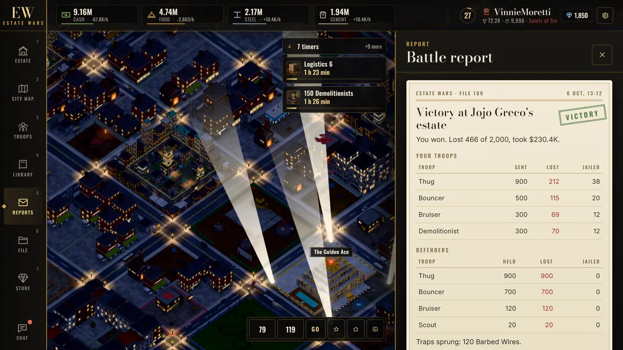 A battle report stamped Victory: troops sent, lost and jailed on both sides